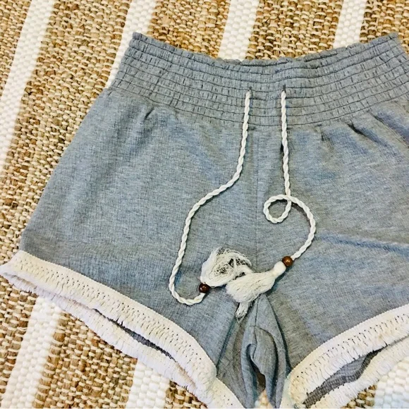 Boho Small grey gray lounge beach summer cotton lace pull on style - Picture 2 of 5